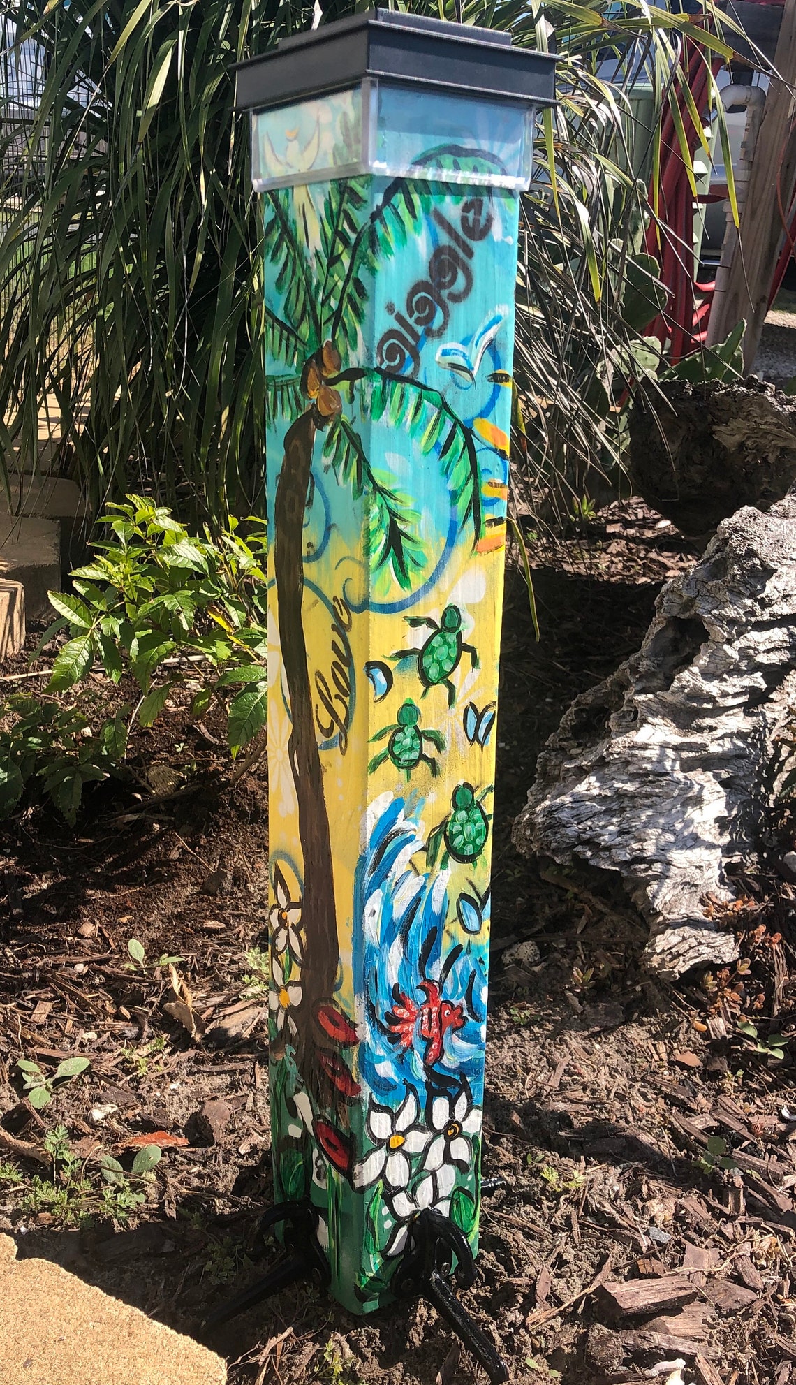 Outdoor Art Light/Garden Decoration /Totem Pole/ yard art Etsy