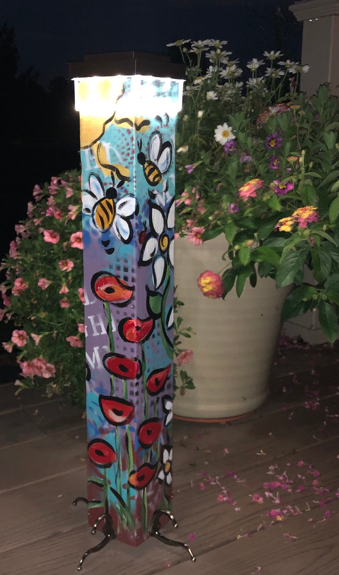 Outdoor Art Light/Garden Decoration /Totem Pole/ yard art Etsy