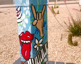Outdoor Art Light/ Whimsey Garden Pole Decoration /Totem Pole/ yard art light  "Custom Pole"