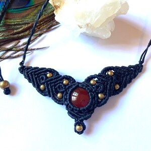 Macrame necklace, boho necklace, hippie necklace, carnelian necklace