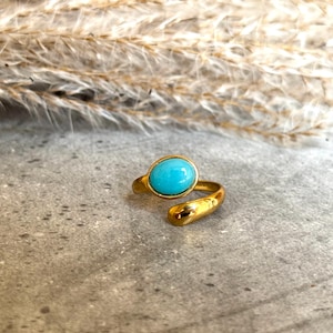 stainless steel ring, gold ring, turquoise ring