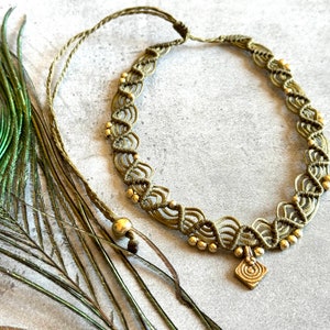 macrame necklace, macrame choker, boho necklace