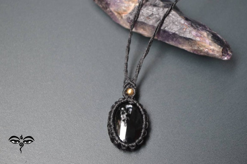 Macrame necklace onyx necklace boho necklace