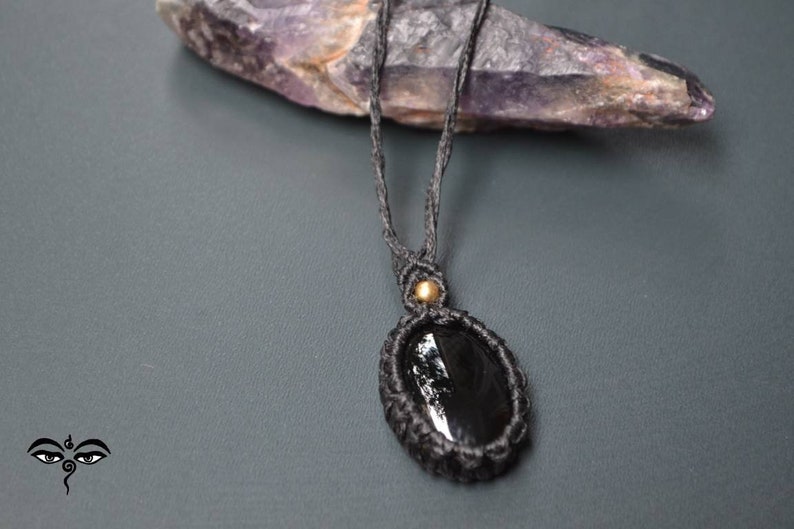 Macrame necklace onyx necklace boho necklace