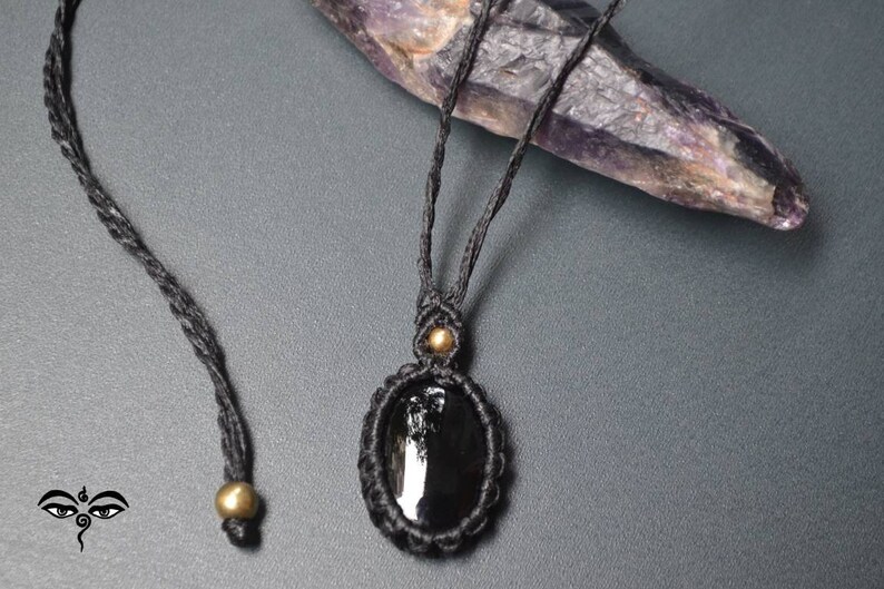 Macrame necklace onyx necklace boho necklace