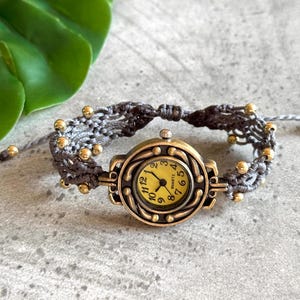Macrame watch, women&#39;s wrist watch, macrame bracelet, boho watch