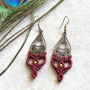 macrame earrings, boho earrings, handmade earrings