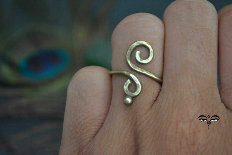 boho ring spiral ring Brass ring handmade ring