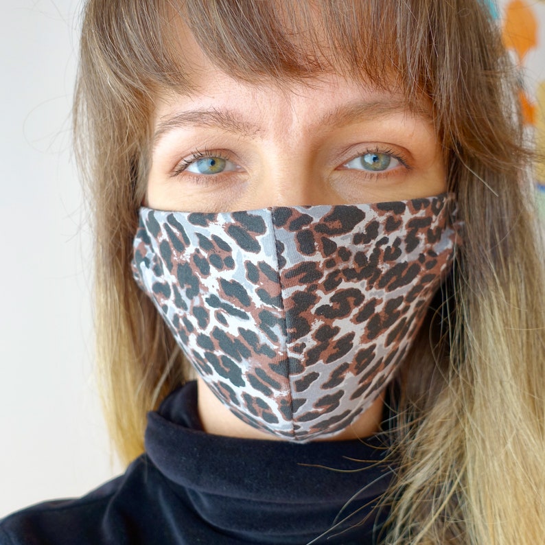 Leopard Cotton Face Mask Cloth Mask Animal Print Cotton Etsy Australia
