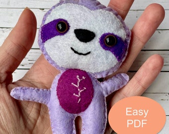 Pdf pattern felt sloth pattern, sloth sewing PDF tutorial, DIY sloth pdf, plushies pattern, Sloth plushie diy, felt toy, PDF Download