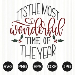 Het is de mooiste tijd van het jaar SVG | Kerst Ornament PNG | Vakantie Decor | Vrolijk kerstfeest | Xmas Cut Files | Ornament Sjabloon