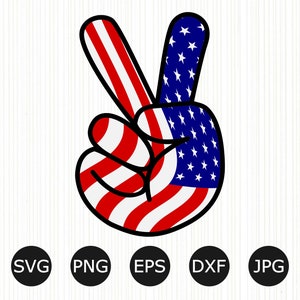 American Flag Peace Hand Sign SVG | 4 juli PNG | Markeer | Onafhankelijkheidsdag | Cricut Cut File | Vierde juli | 4 juli Tshirt