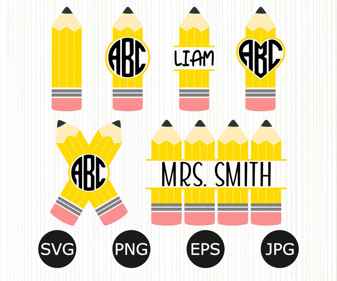 Pencil Monogram SVG Bundle | Back to School SVG Bundle | Teacher ...