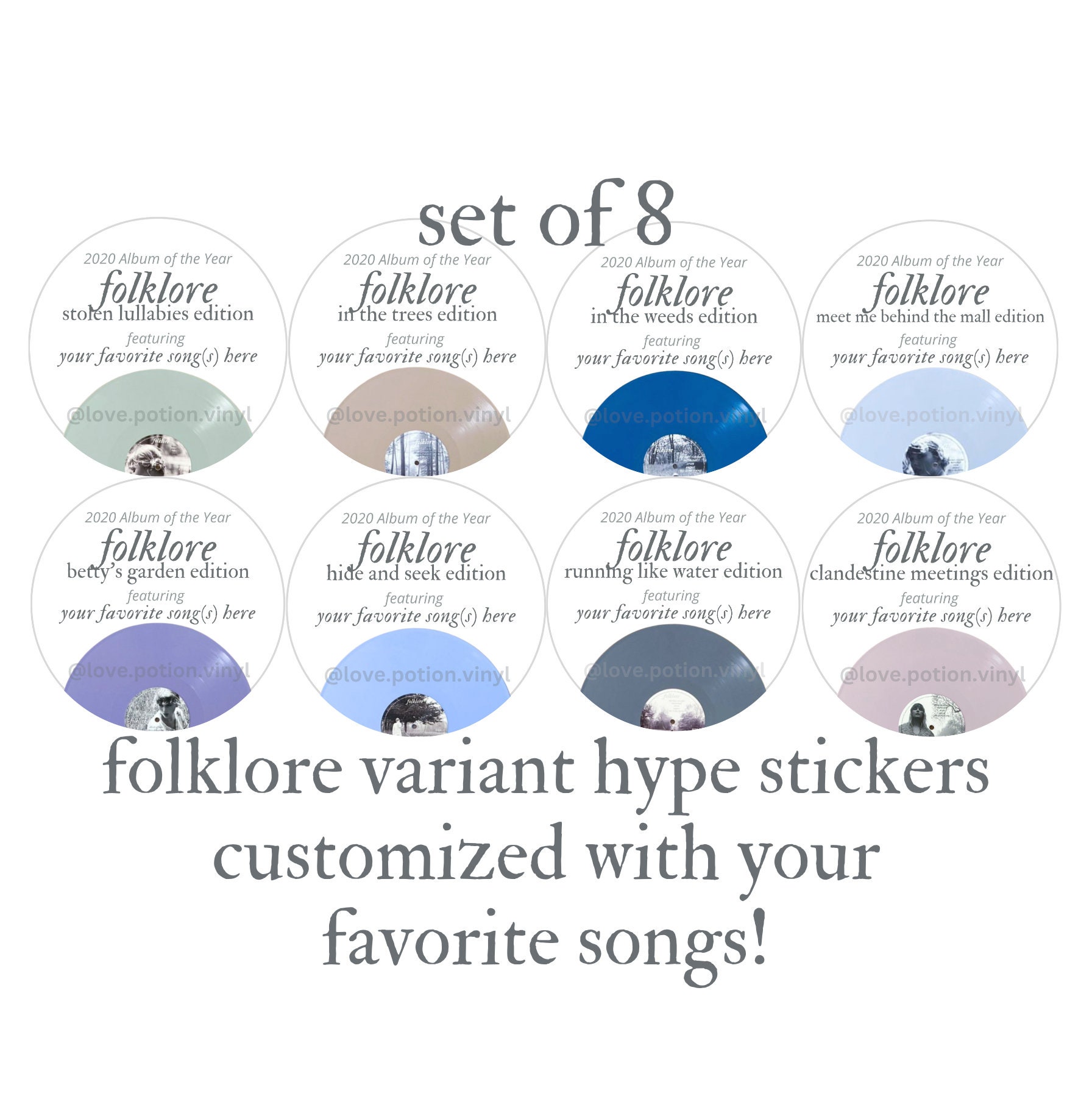 Custom Folklore Variants Hype Stickers Add Your Favorite Etsy