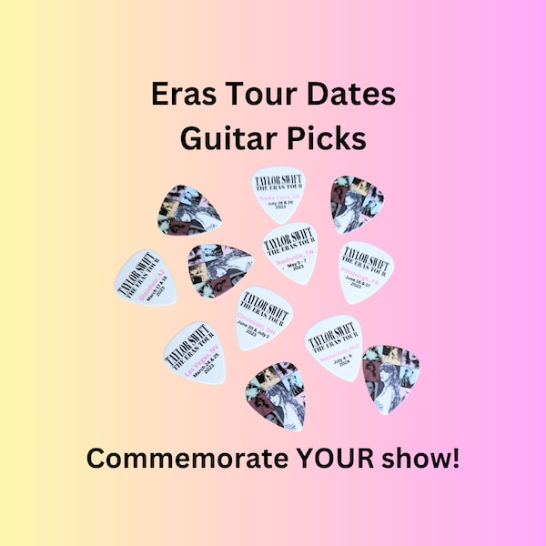 Eras Tour Guitar Pick, Concert Souvenir, Swift Gift, Customize with your show location and dates