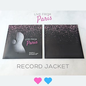 Live From Paris Vinyl Record Jacket - Black & White Guitar with Pink Sparkles