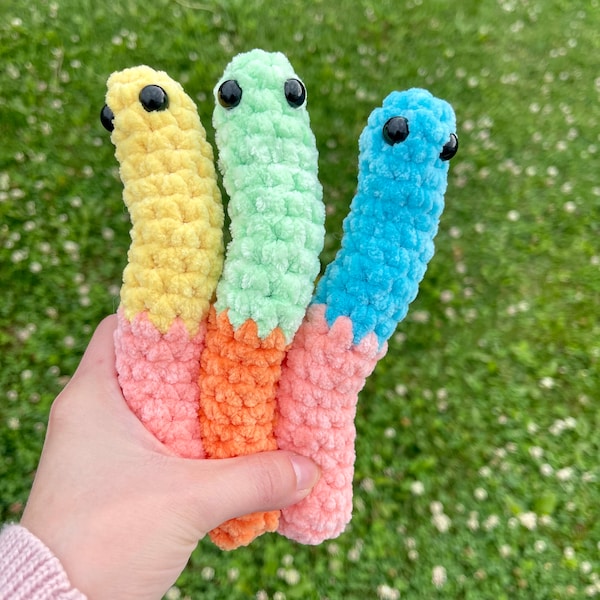 Crochet Gummy Worm | stuffed animal | amigurumi | handmade | plushie | stocking stuffers | Crochet Candy | sour