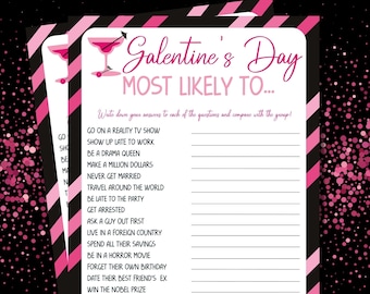 Galentine's Most Likely To Game, Fun Party Games, Girl Night Out, Who is Most Likely to, Valentines Day, Ladies Night, Girls Night in