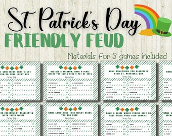 St. Patrick's Day Friendly Feud Game,  Feud Trivia Quiz,St. Patty's Day Feud, St Patrick's Day Printable Games,