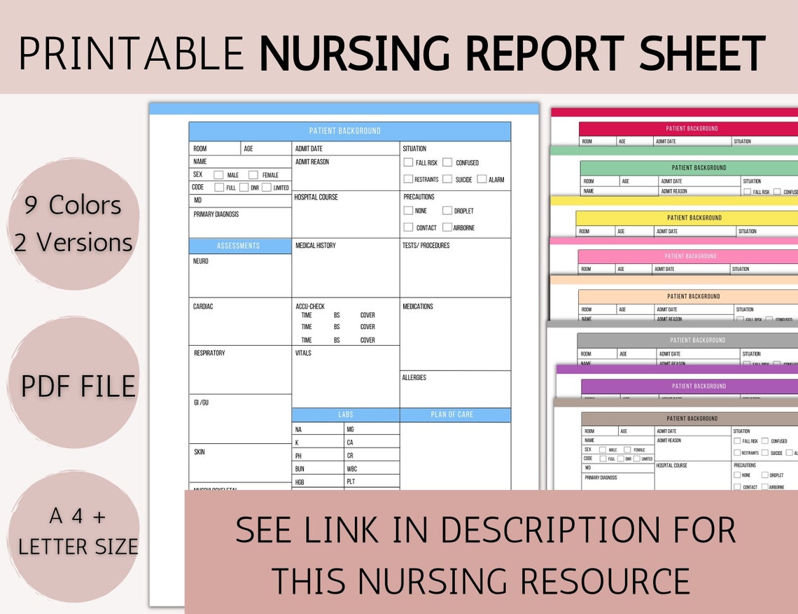 Printable Nursing Student Pharmacology Template, Student Nurse Study ...