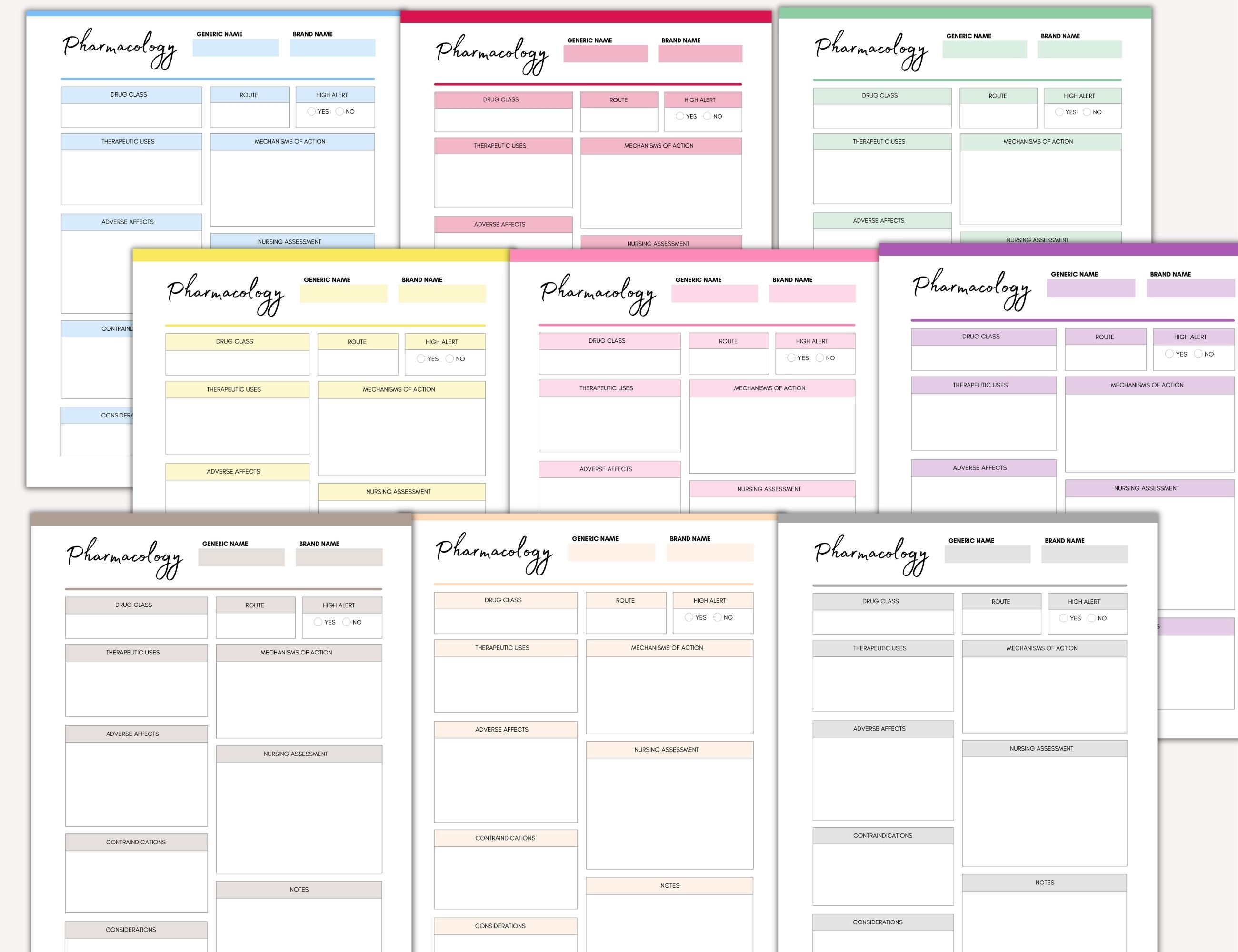 Printable Nursing Student Pharmacology Template, Student Nurse Study ...