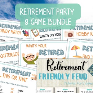 Retirement Game Bundle, Printable Retirement Games, Retirement Party Game, Friendly Feud, Retirement Fun, Retirement Activity Bundle
