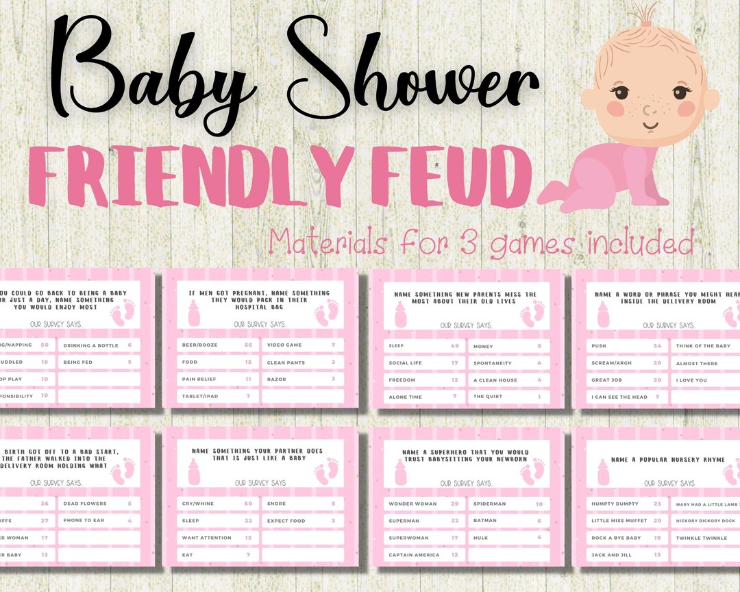Baby Shower Friendly Feud Quiz, Family Feud Quiz, Baby Shower Game