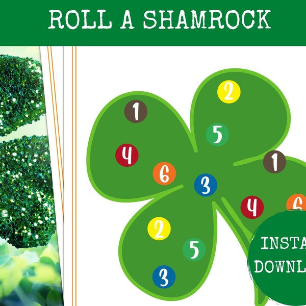 Roll A Shamrock Dice Game, St Patrick's Day Game for Kids, St. Patty's Day Games , Kids Activities, Dice Games for Kids