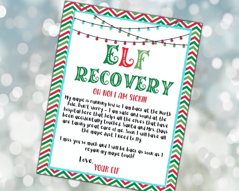 PRINTABLE Elf Recovery Letter/ Elf Recovery Note / Elf Sick - Etsy