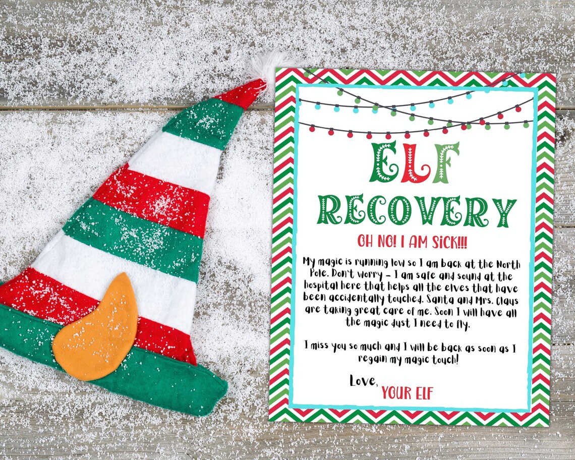 PRINTABLE Elf Recovery Letter/ Elf Recovery Note / Elf Sick - Etsy