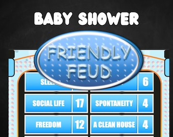 Baby Shower Friendly Feud | Virtual Baby Shower Games | Boy Baby shower games | Powerpoint Trivia Game | Mac and PC Compatible | Zoom Game