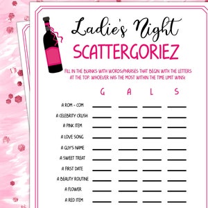 Ladies Night Scattergoriez Game,  Fun Party Games, Girl Night Out, Ladies Night, Girls Night in, Fun Adult Games, Ladies Night Fun Games