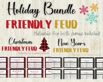 Holiday Friendly Feud Bundle, Christmas Family Feud, New Years Family Feud, Holiday Family Games, Xmas Family Group Game, Family Trivia Quiz