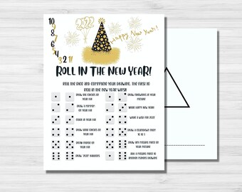 Roll in the New Year Dice Game, New Year Dice Game, Family Xmas Activity, Kids Holiday Game, Holiday Dice Fun, New Year Printable, Snow Day