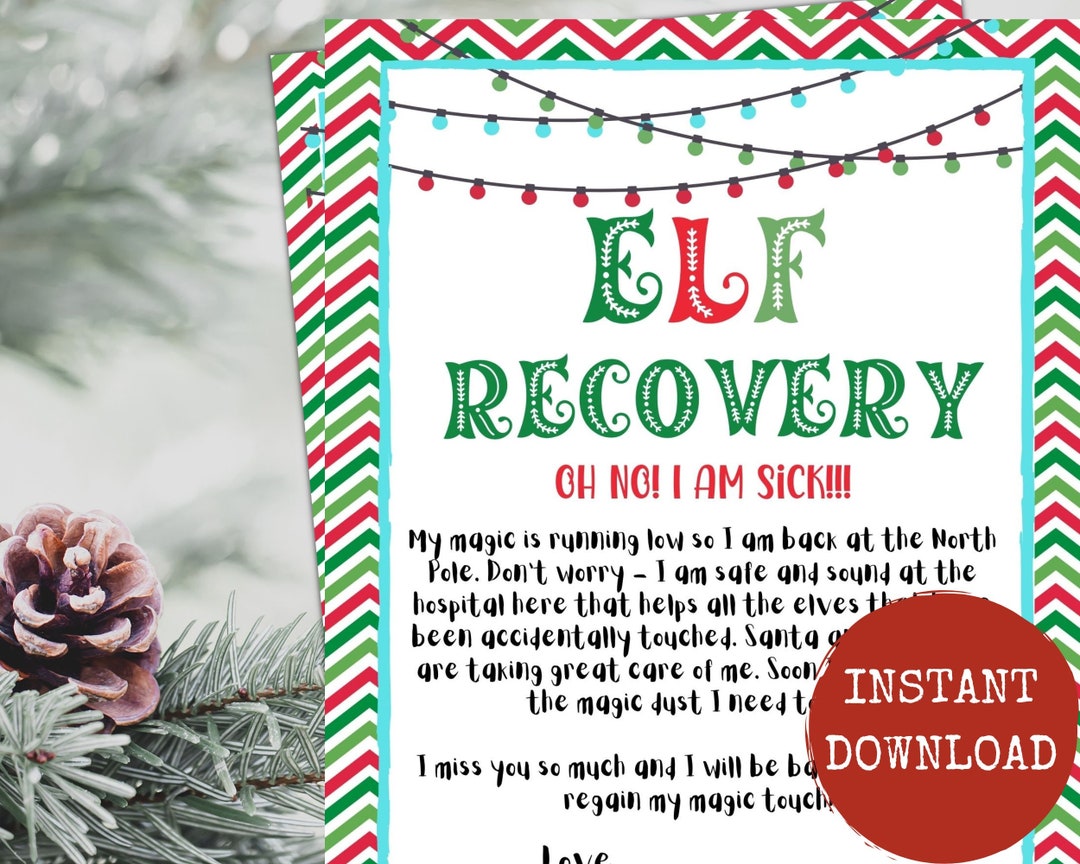 PRINTABLE Elf Recovery Letter/ Elf Recovery Note / Elf Sick - Etsy