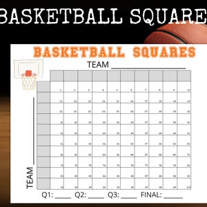 Basketball Squares Game, Madness Squares, Basketball Tournament Squares, Printable Basketball Game Squares, College Basketball Squares