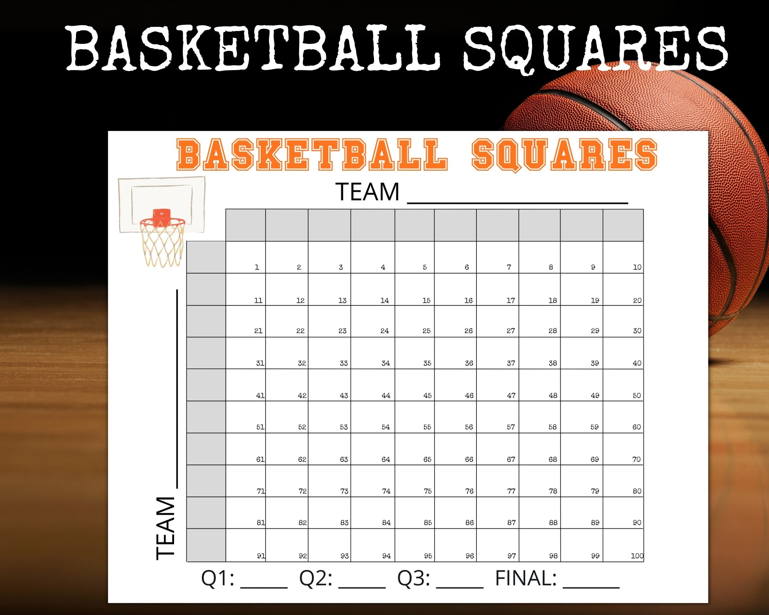 Basketball Squares Game Madness Squares Basketball Etsy Basketball Squares Game Madness Squares Basketball Etsy