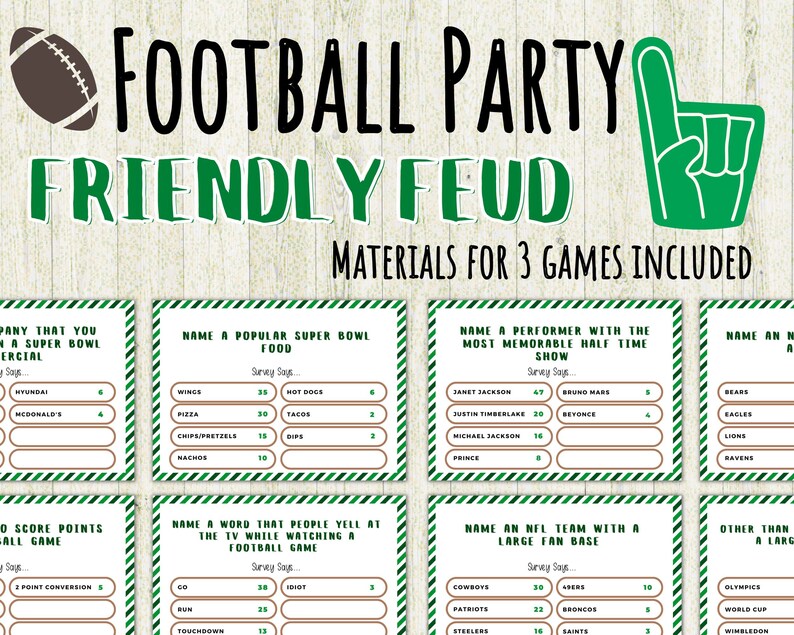 The Big Game Friendly Feud, Football Party Friendly Feud, Sunday ...
