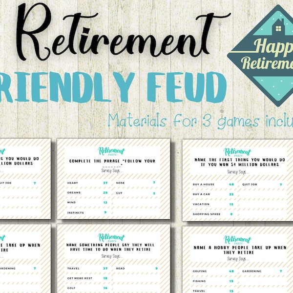 Retirement Friendly Feud Game,  Feud Trivia Quiz, Retirement Party Game, Fun Retirement Party Game, Coworker Retirement Party Game