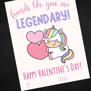 Printable Unicornvalentine's Day Cards, Valentines Card for Kids ...