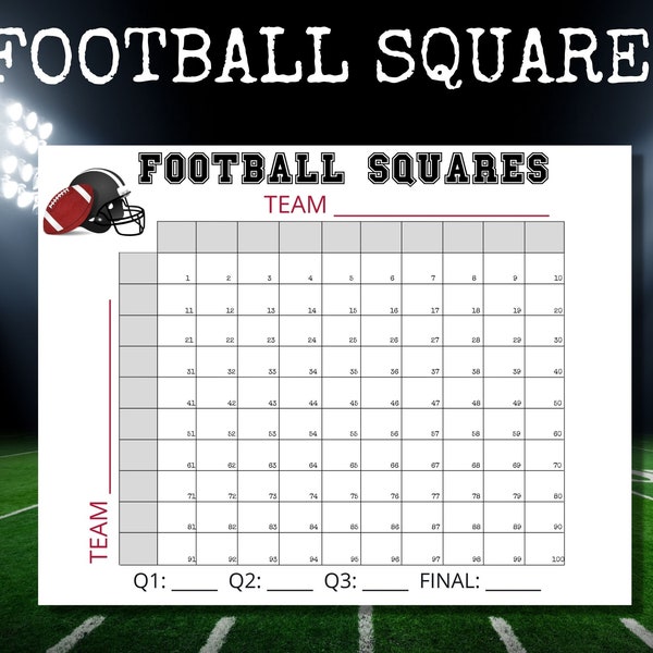 Football Squares Game, Super Bowl Squares, Super Bowl Game 2024, Super Bowl Party Game, Football Squares