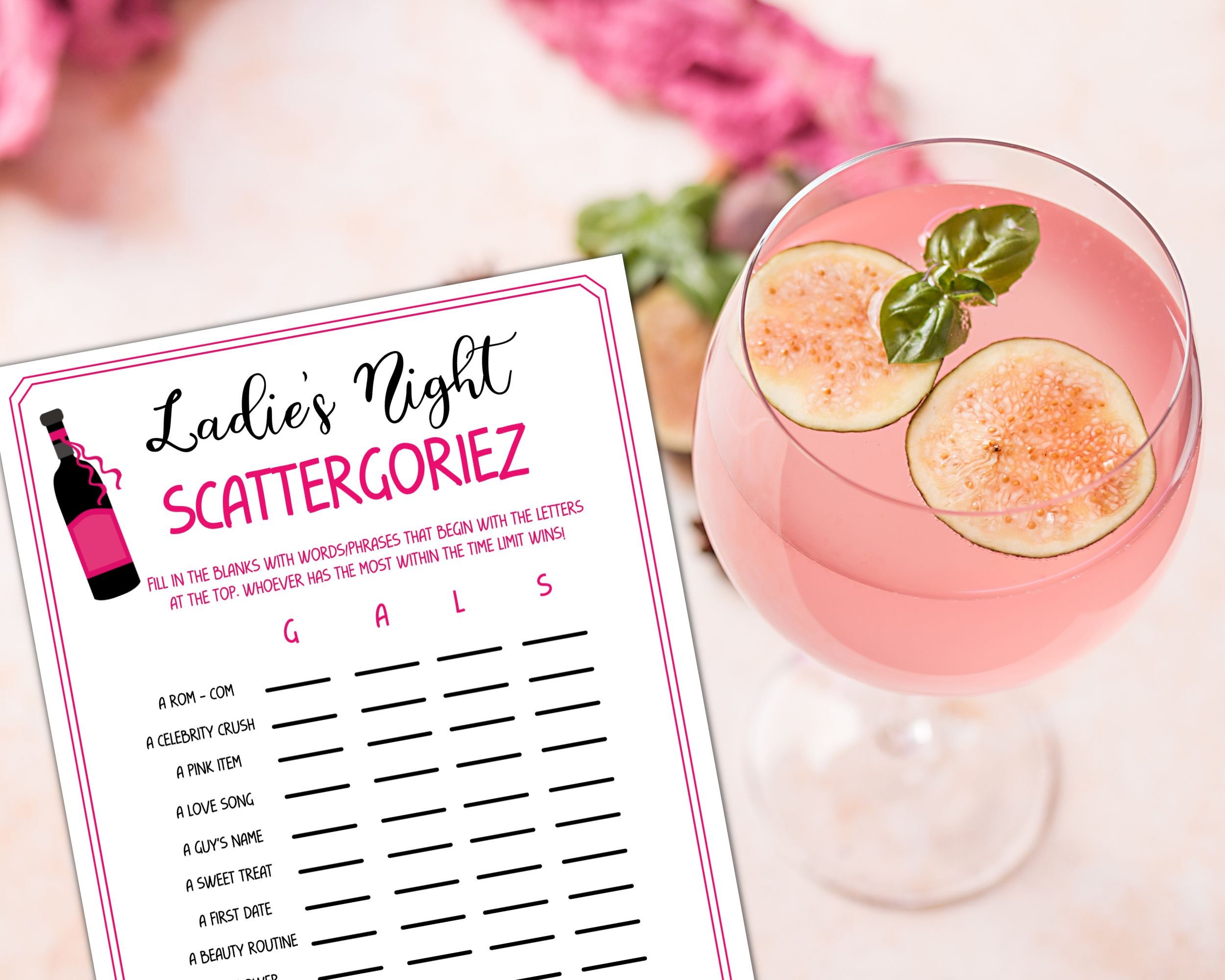Ladies Night Scattergoriez Game, Fun Party Games, Girl Night Out