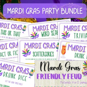 Mardi Gras Game Bundle, Mardi Gras2022, Printable Mardi Gras Games, Mardi Gras Party Game, Friendly Feud, Adult Games