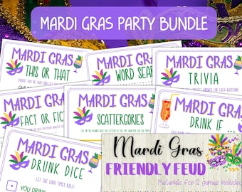 Mardi Gras Game Bundle, Mardi Gras2022, Printable Mardi Gras Games, Mardi Gras Party Game, Friendly Feud, Adult Games