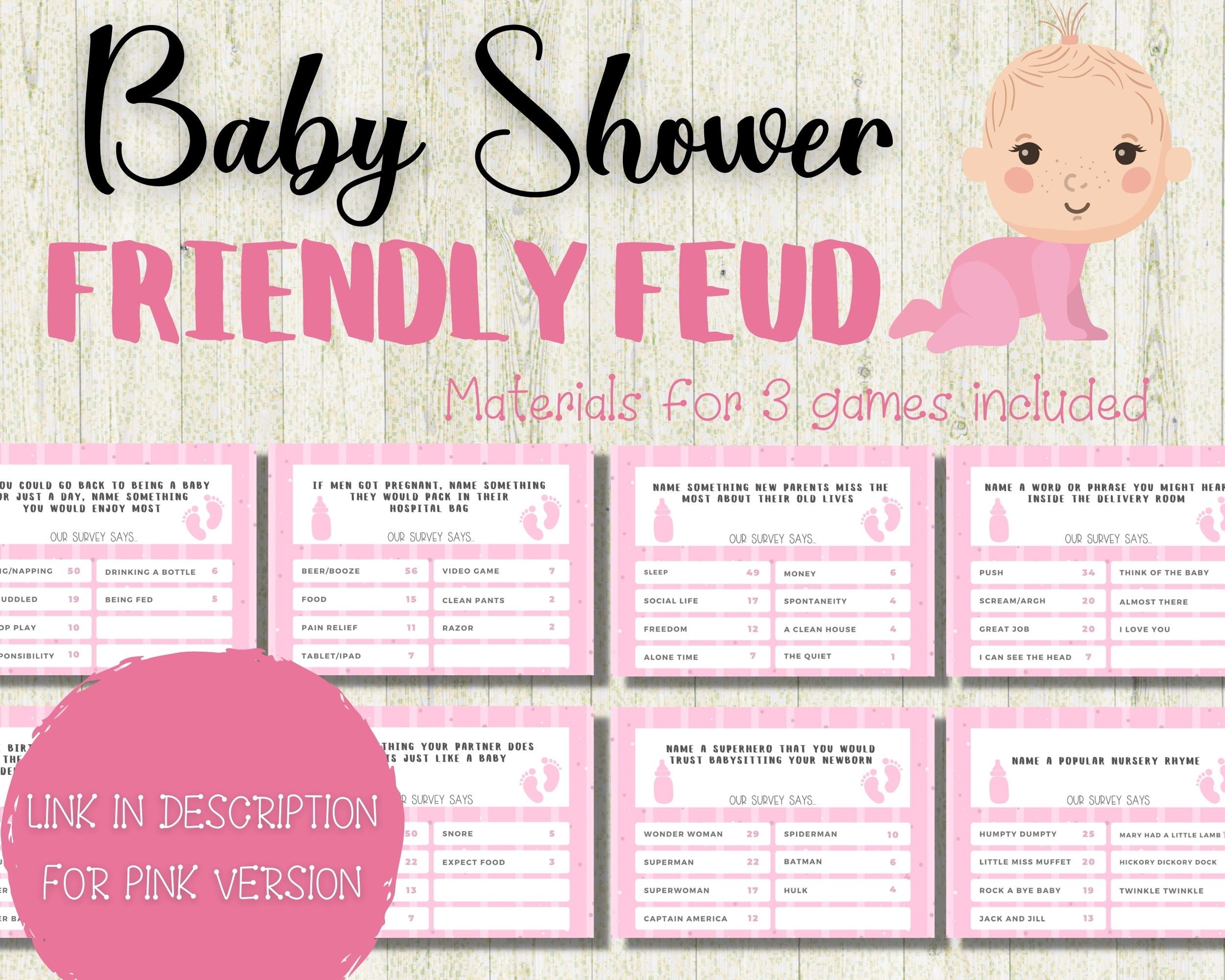 Baby Shower Friendly Feud Quiz, Family Feud Quiz, Baby Shower Game