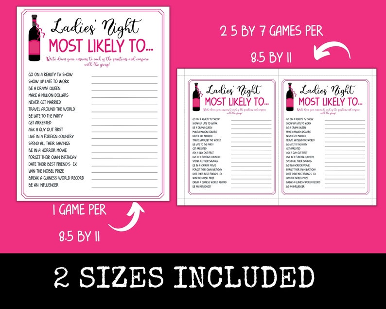 Ladies Night Most Likely To, Fun Party Games, Girl Night Out, Ladies