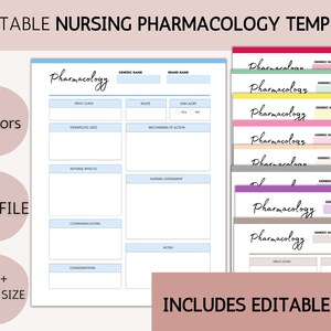 Printable Nursing Student Pharmacology Template, Student Nurse Study ...