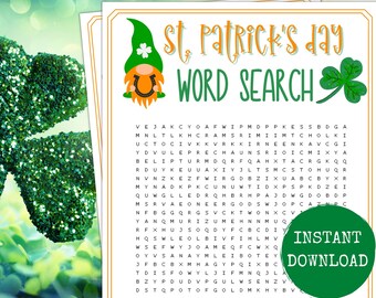 St. Patrick's Day Word Search Game, St Patrick's Themed Party, Printable St. Patty's Games,  Printable St Paddy's Day, Kids St Pattys Games