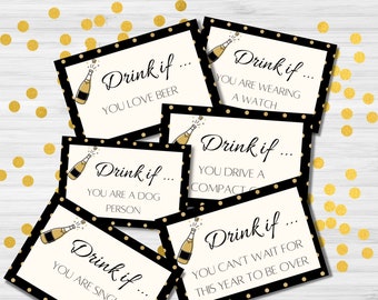 New Years Eve Game, Drink If Game,  Printable New Year's Eve Game, New Year's Eve Games, New Year's Eve Party Ideas, Drinking Game, New Year