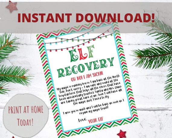 PRINTABLE Elf Recovery Letter/ Elf Recovery Note / Elf Sick | Etsy